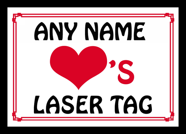 Love Heart Laser Tag Personalised Placemat