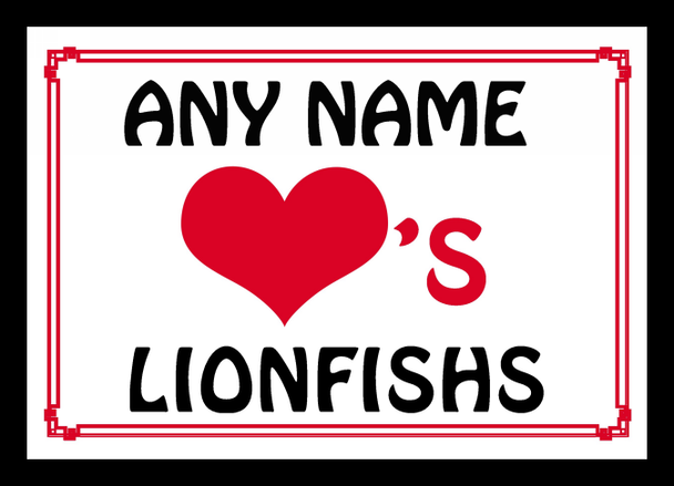 Love Heart Lionfish's Personalised Placemat