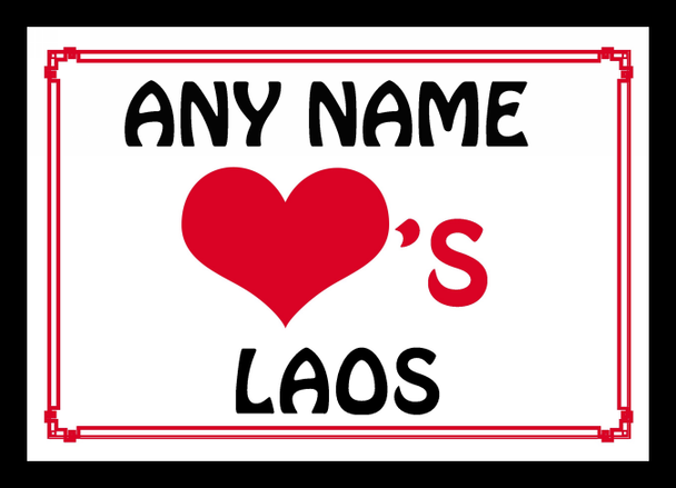 Love Heart Laos Personalised Placemat