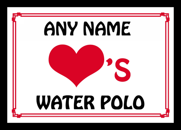 Love Heart Water Polo Personalised Placemat
