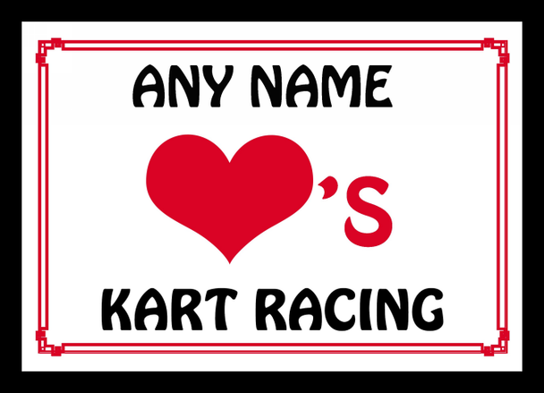 Love Heart Kart Racing Personalised Placemat