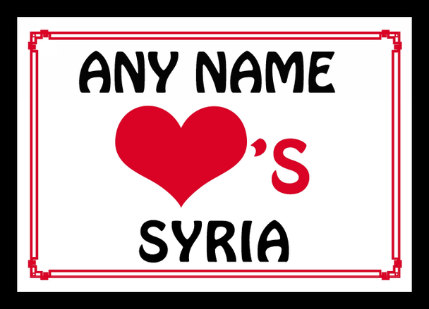 Love Heart Syria Personalised Placemat