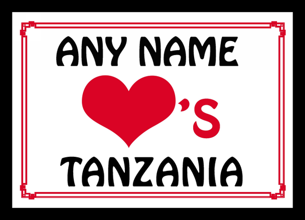 Love Heart Tanzania Personalised Placemat