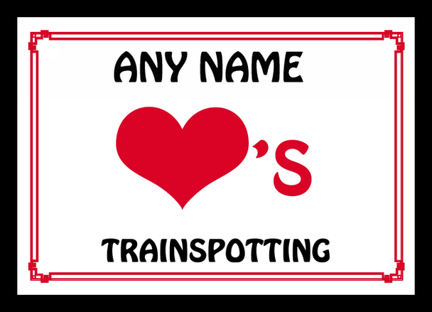 Love Heart Trainspotting Personalised Placemat
