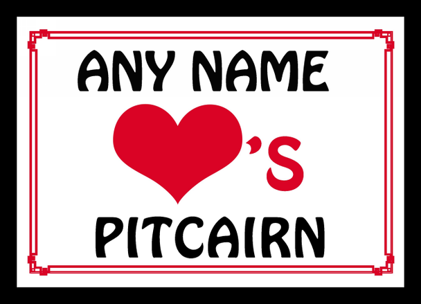 Love Heart Pitcairn Personalised Placemat