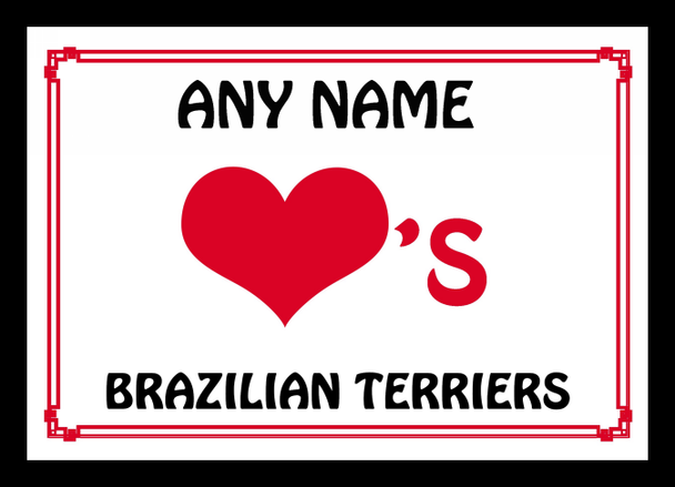 Love Heart Brazilian Terriers Personalised Placemat