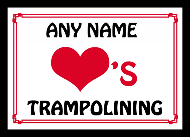 Love Heart Trampolining Personalised Placemat