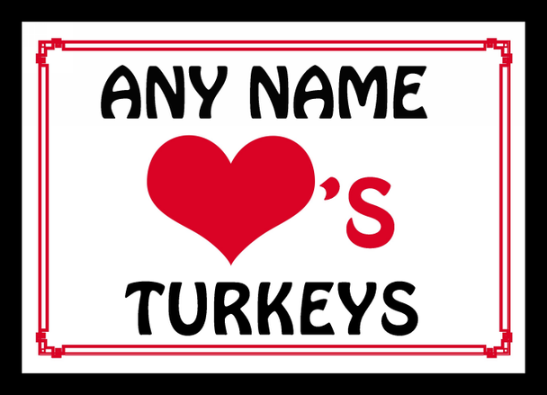 Love Heart Turkeys Personalised Placemat