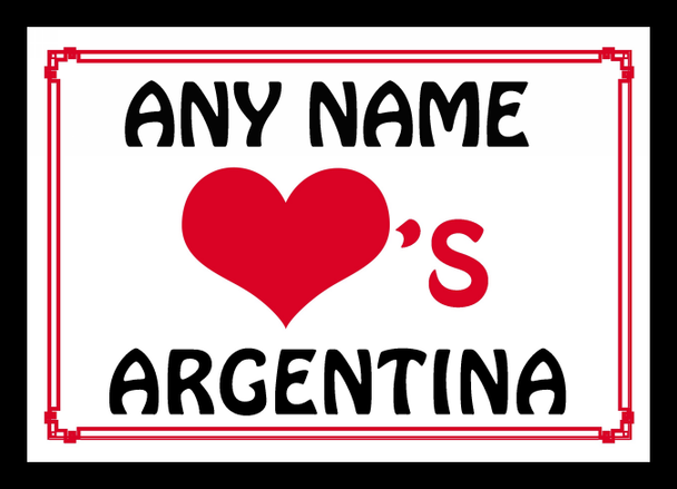 Love Heart Argentina Personalised Placemat