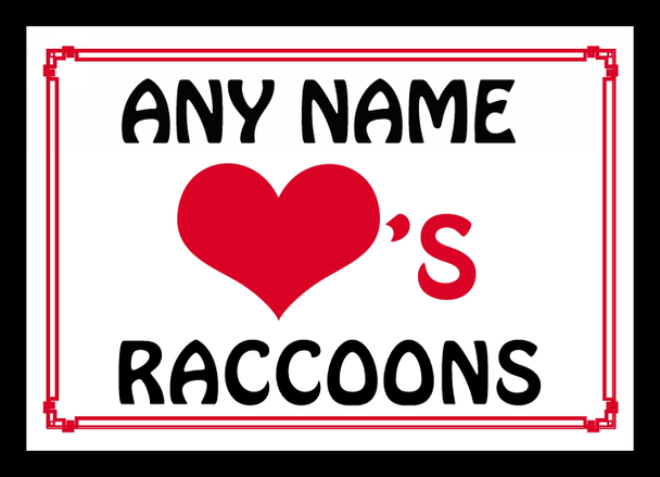 Love Heart Raccoons Personalised Placemat