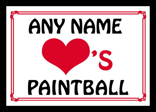 Love Heart Paintball Personalised Placemat