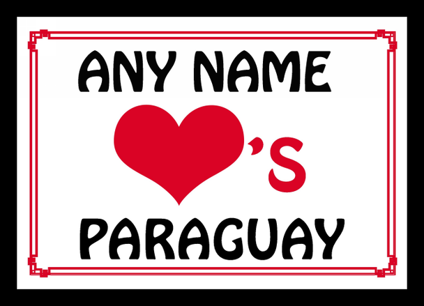 Love Heart Paraguay Personalised Placemat