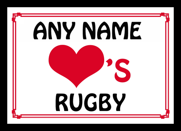 Love Heart Rugby Personalised Placemat