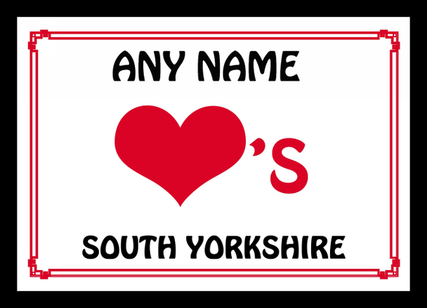 Love Heart South Yorkshire Personalised Placemat