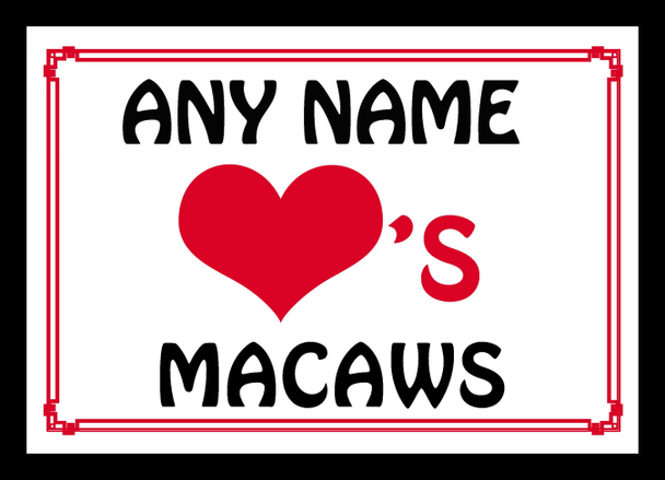 Love Heart Macaws Personalised Placemat