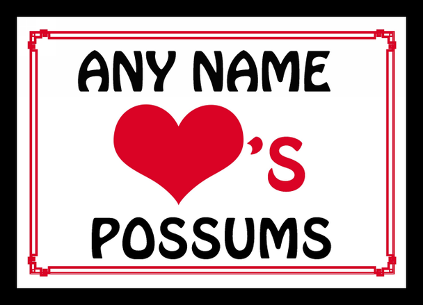 Love Heart Possums Personalised Placemat