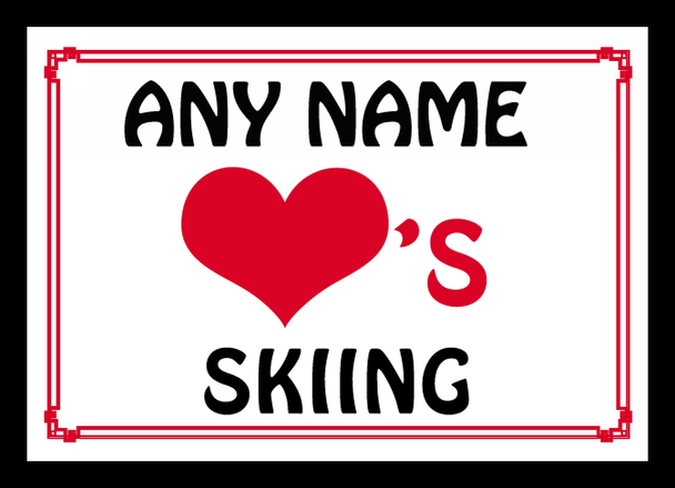 Love Heart Skiing Personalised Placemat