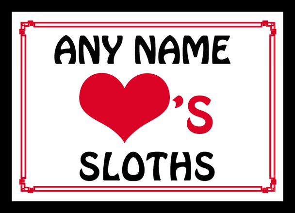 Love Heart Sloths Personalised Placemat