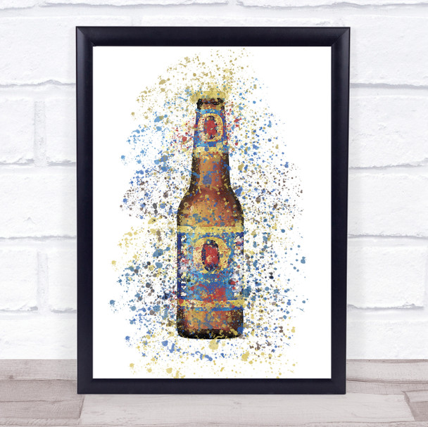 Watercolour Splatter Fosters Australian Lager Bottle Wall Art Print