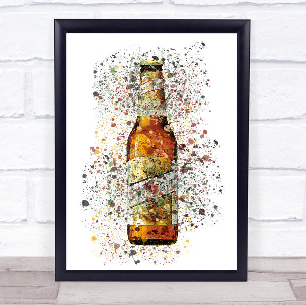 Watercolour Splatter San Miguel Lager Bottle Wall Art Print