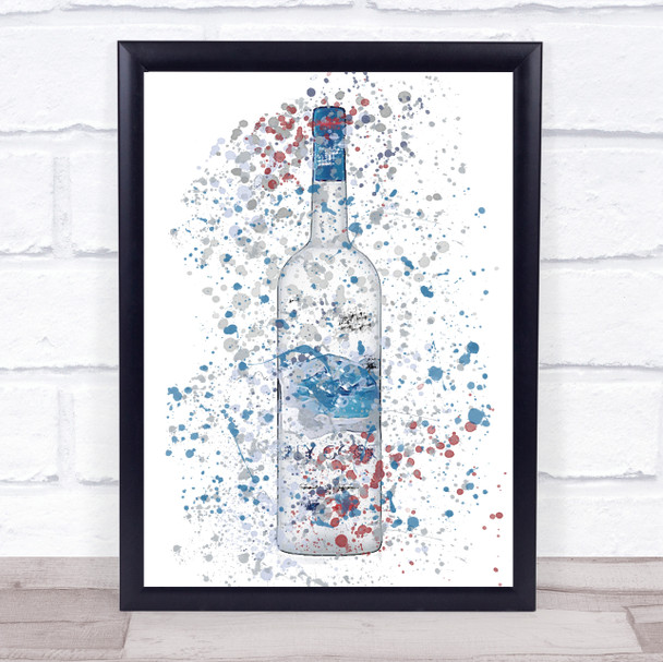 Watercolour Splatter Grey Goose Vodka Bottle Wall Art Print