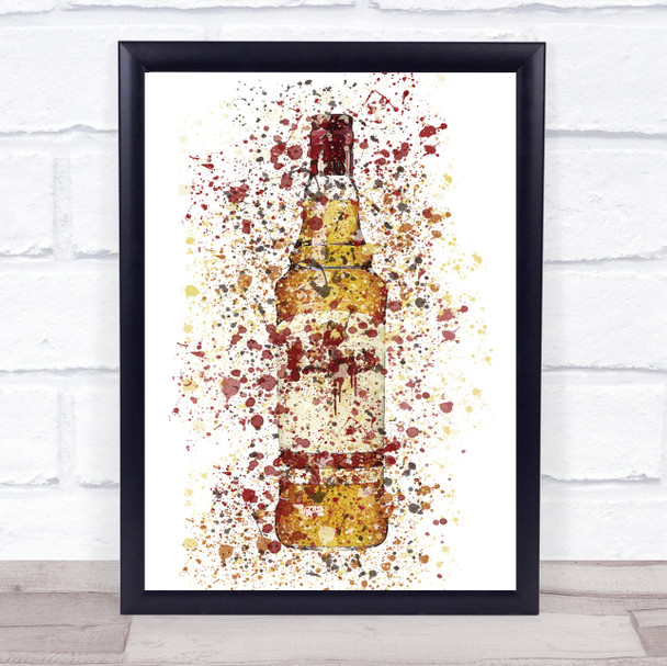 Watercolour Splatter Bells Scotch Whisky Bottle Wall Art Print