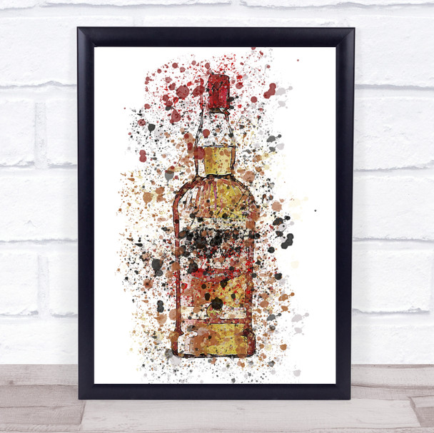 Watercolour Splatter Southern Comfort Liqueur Bottle Wall Art Print