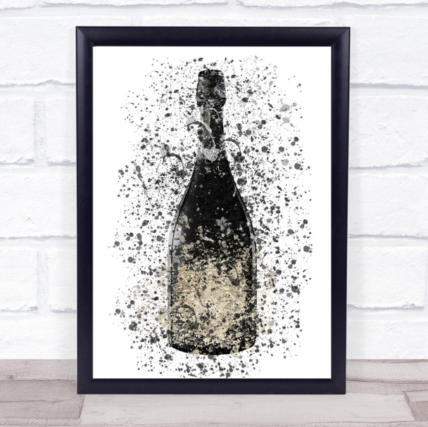 Watercolour Splatter Dom Perignon Champagne Bottle Wall Art Print