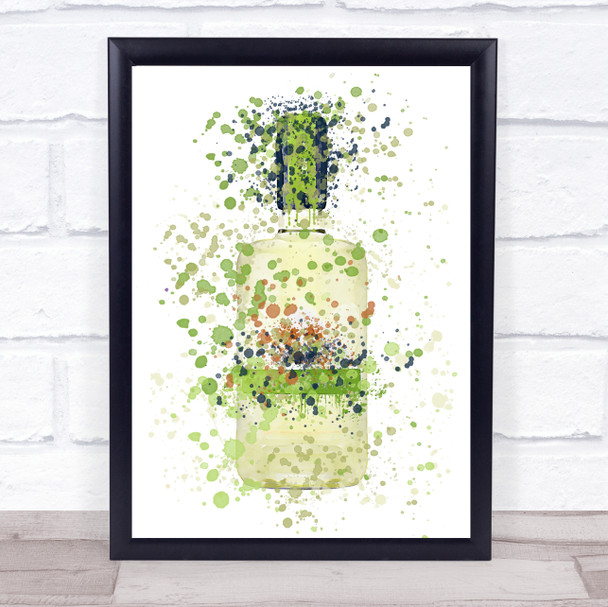 Watercolour Splatter Warner's Elderflower Gin Bottle Wall Art Print