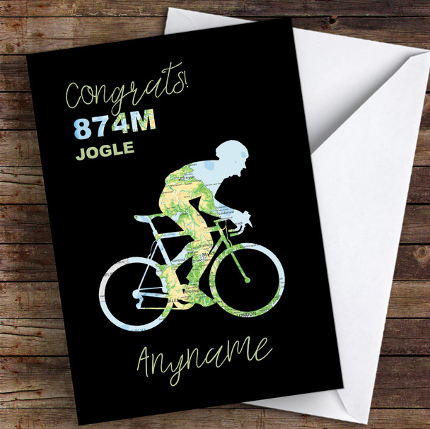 Jogle Bike Ride Map Silhouette Style Congrats Personalised Greetings Card