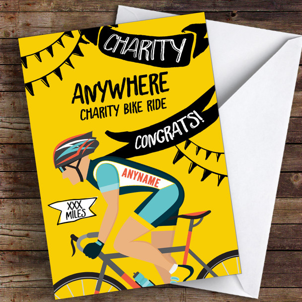 Charity Bike Ride Tour De France Style Male Congrats Personalised Card