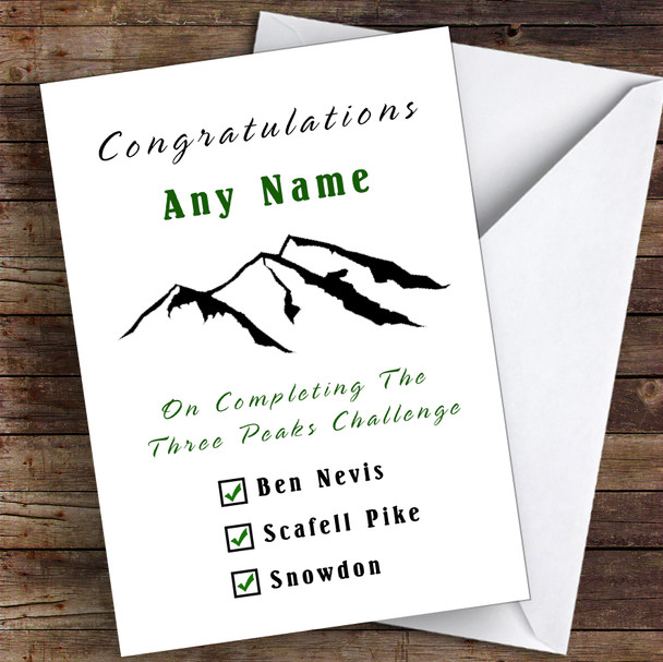 Completed Three Peak Challenge White Personalised Greetings Card