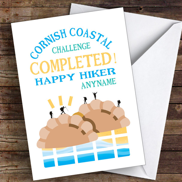 Cornish Coastal Challenge Completed Personalised Greetings Card