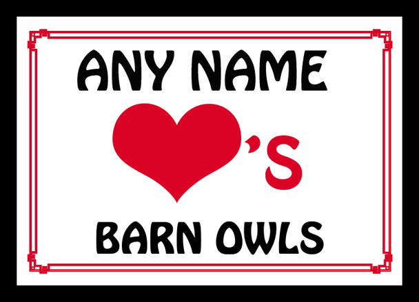 Love Heart Barn Owls Personalised Placemat