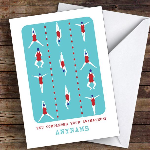 Swimathon Female Swimmers Completed Personalised Greetings Card