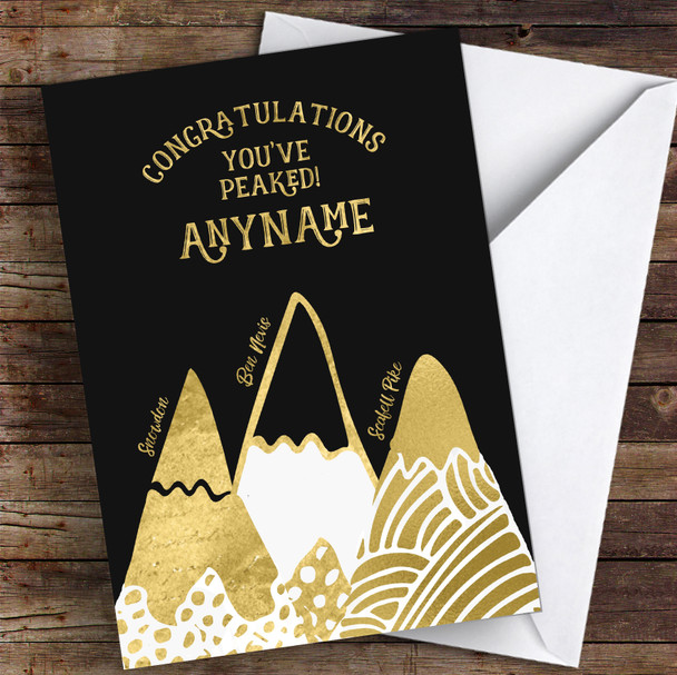 3 Peaks Gold Style Congratulations Personalised Greetings Card