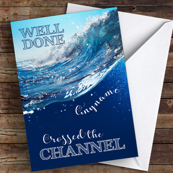 Cross The Channel Waves Well Done Personalised Greetings Card