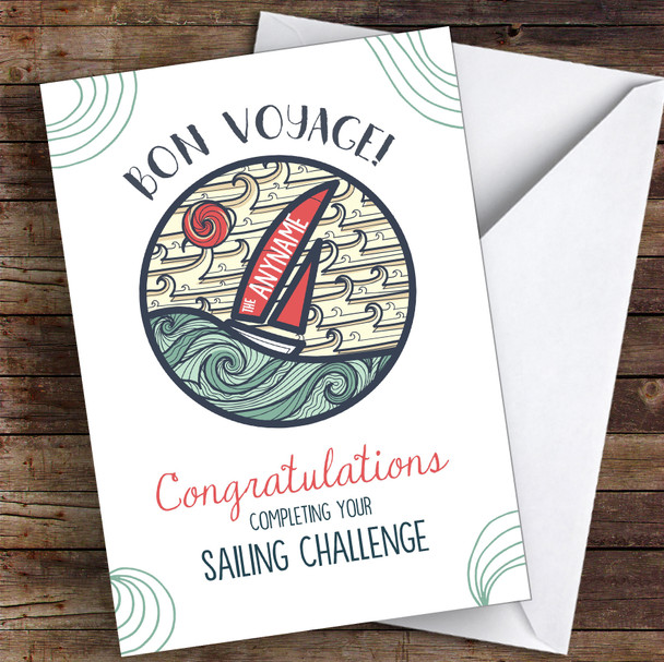 Sailing Challenge Congratulations Personalised Greetings Card