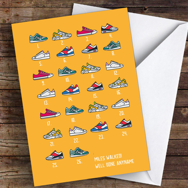 Marathon Walk Trainers Well Done Personalised Greetings Card