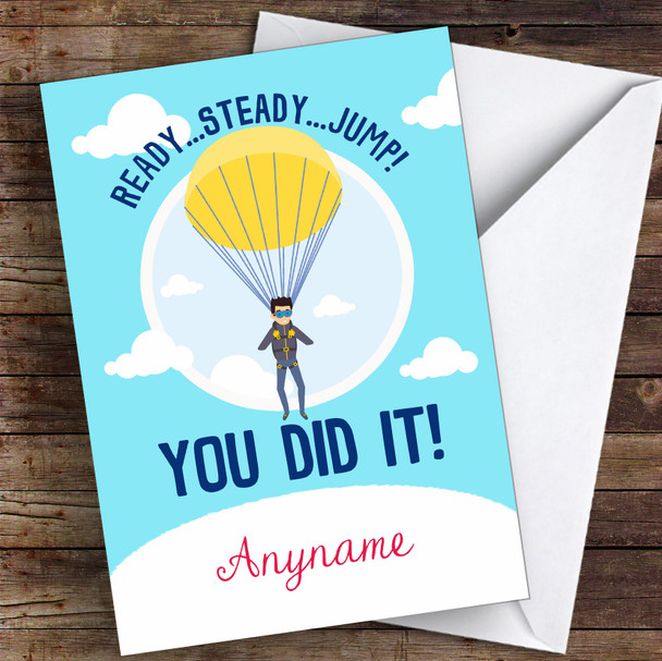 Parachute Jump Male You Did It Personalised Greetings Card
