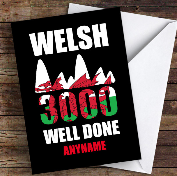 Welsh 3000 Challenge Well Done Personalised Greetings Card