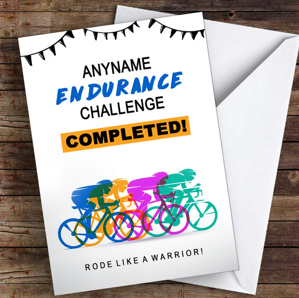 Endurance Bike Ride Completed Personalised Greetings Card