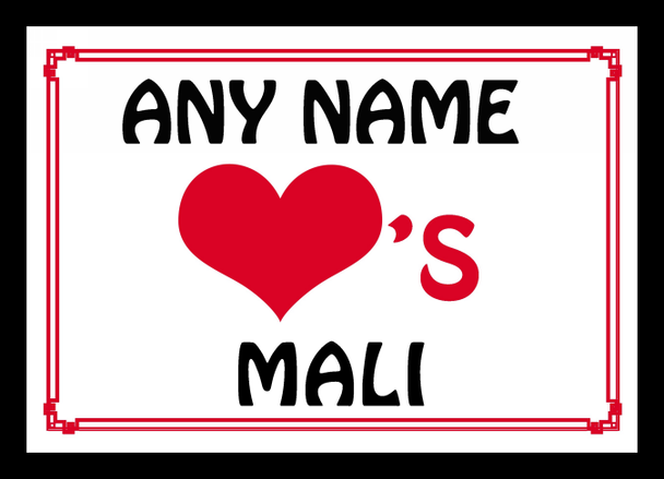 Love Heart Mali Personalised Placemat