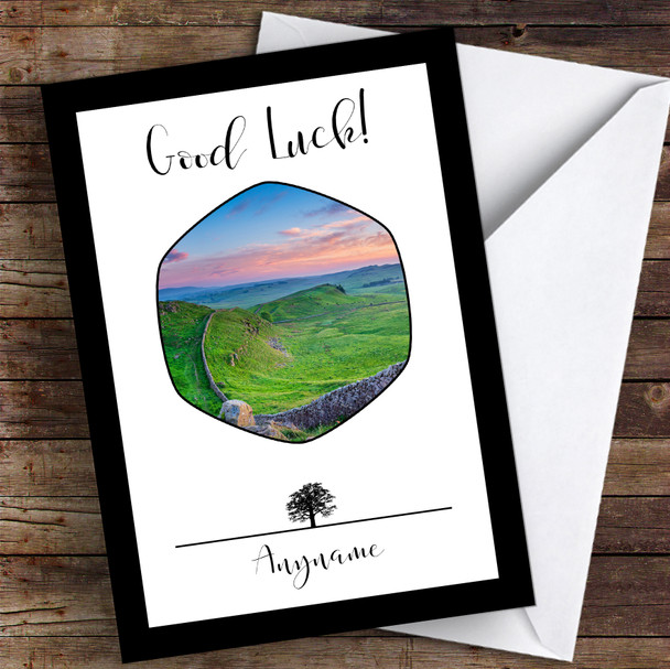 Hadrian's Wall Photograph & Sycamore Hadrian's Wall Personalised Good Luck Card