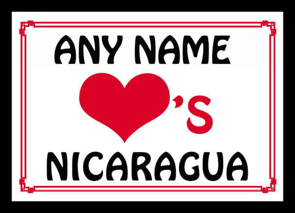 Love Heart Nicaragua Personalised Placemat