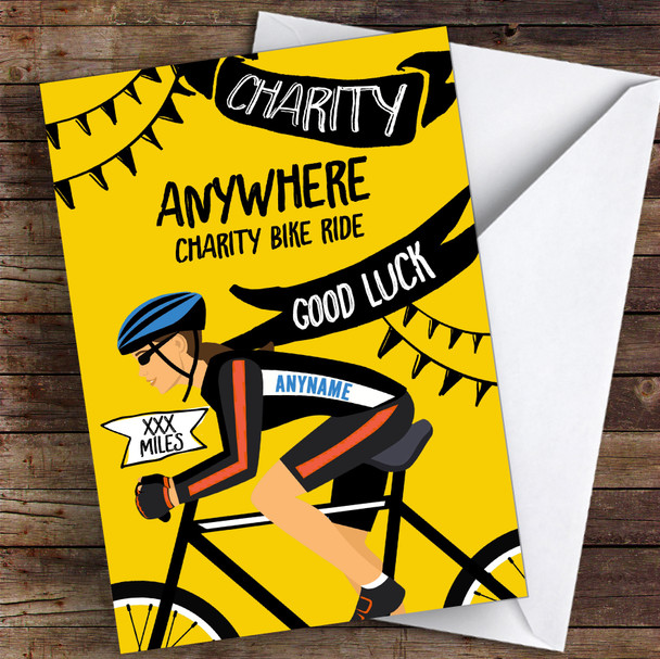 Charity Bike Ride Tour De France Style Female Personalised Good Luck Card