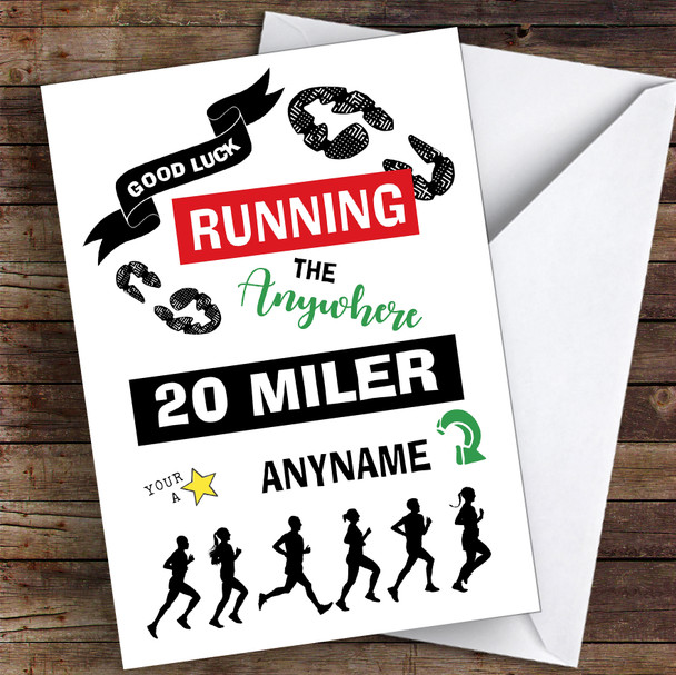 Running Anywhere 20 Miler Good Luck Personalised Good Luck Card