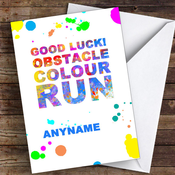 Colour Obstacle Run Good Luck Personalised Good Luck Card