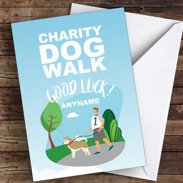 Charity Dog Walk Good Luck Personalised Good Luck Card