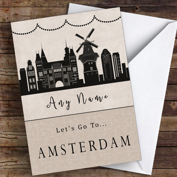 Surprise Let's Go To Amsterdam Personalised Greetings Card